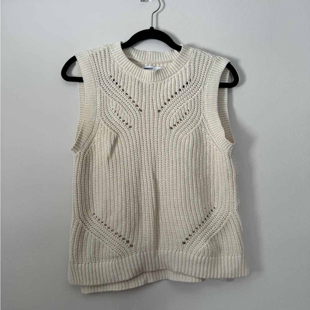 Cream Sleeveless Knit Sweater